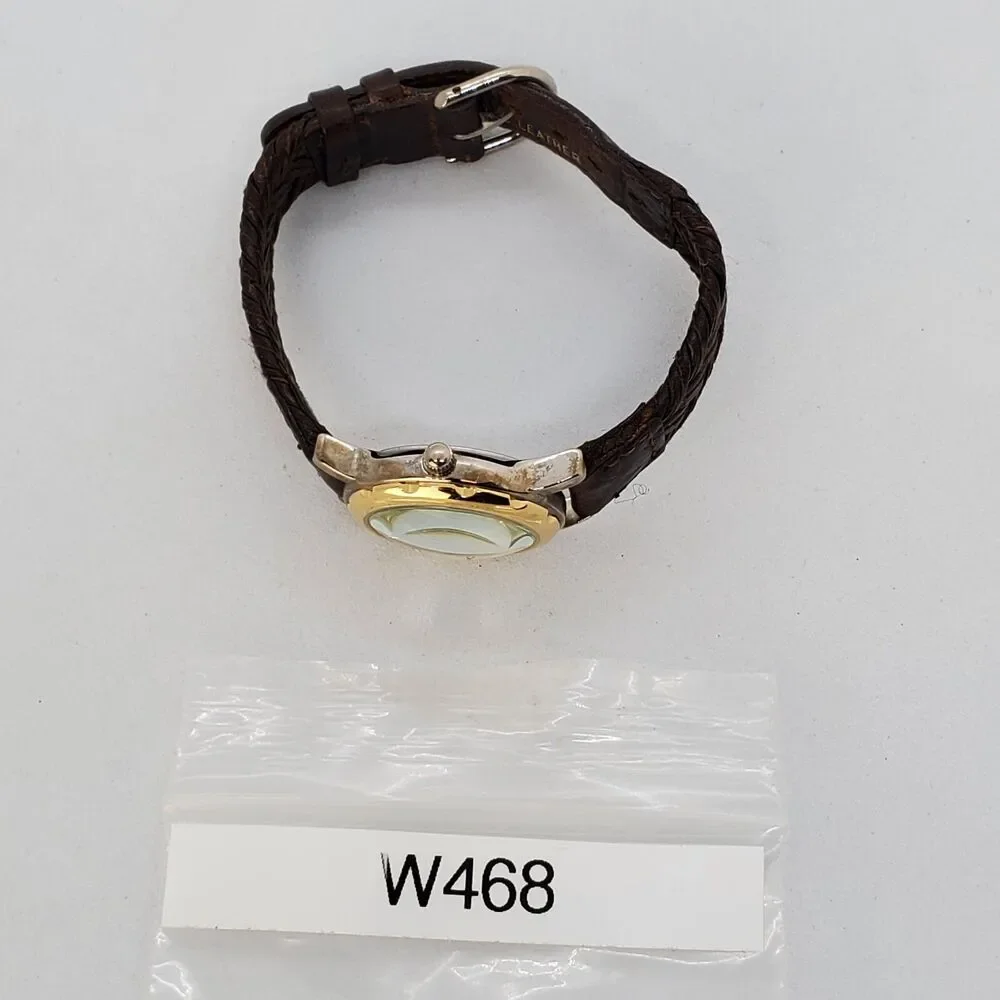VTG Guess Women's Watch 27MM Roman Numerals Date Brown Leather Bands New Battery